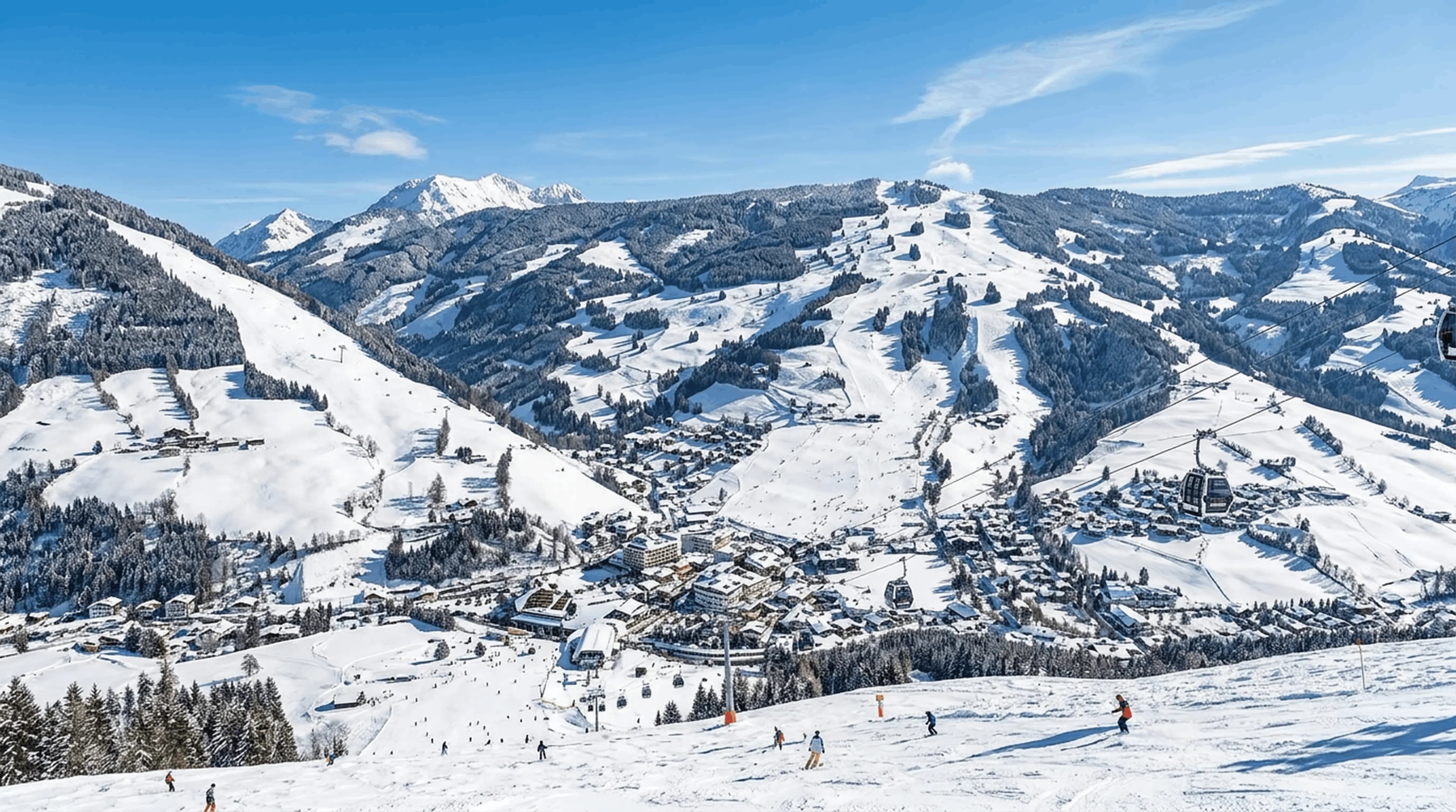 Saalbach Hinterglemm Alpine village and ski mountains