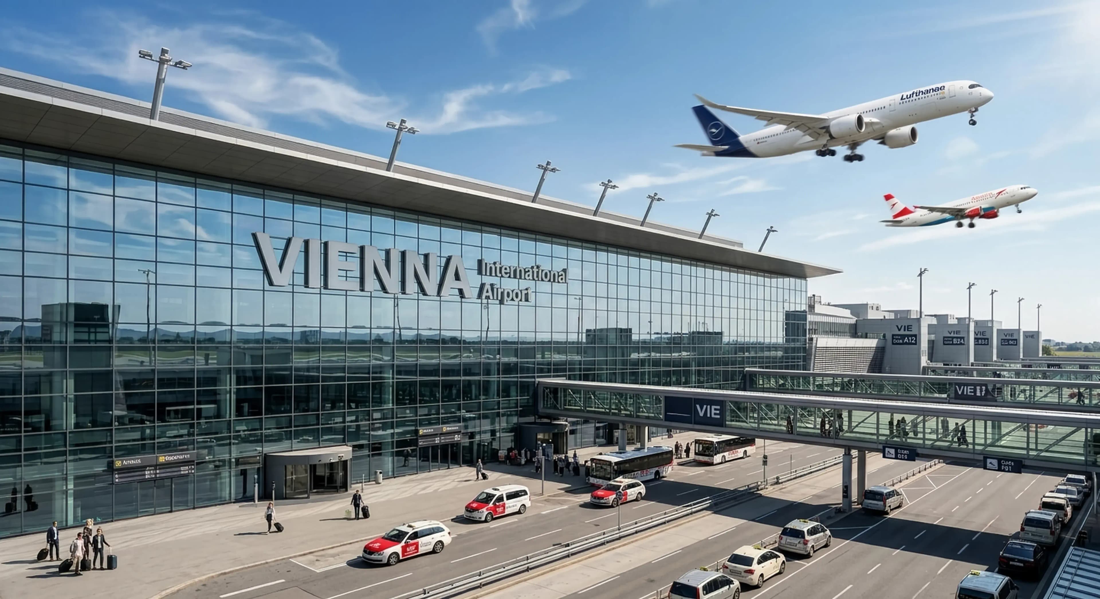 Vienna International Airport terminal at Schwechat in Austria