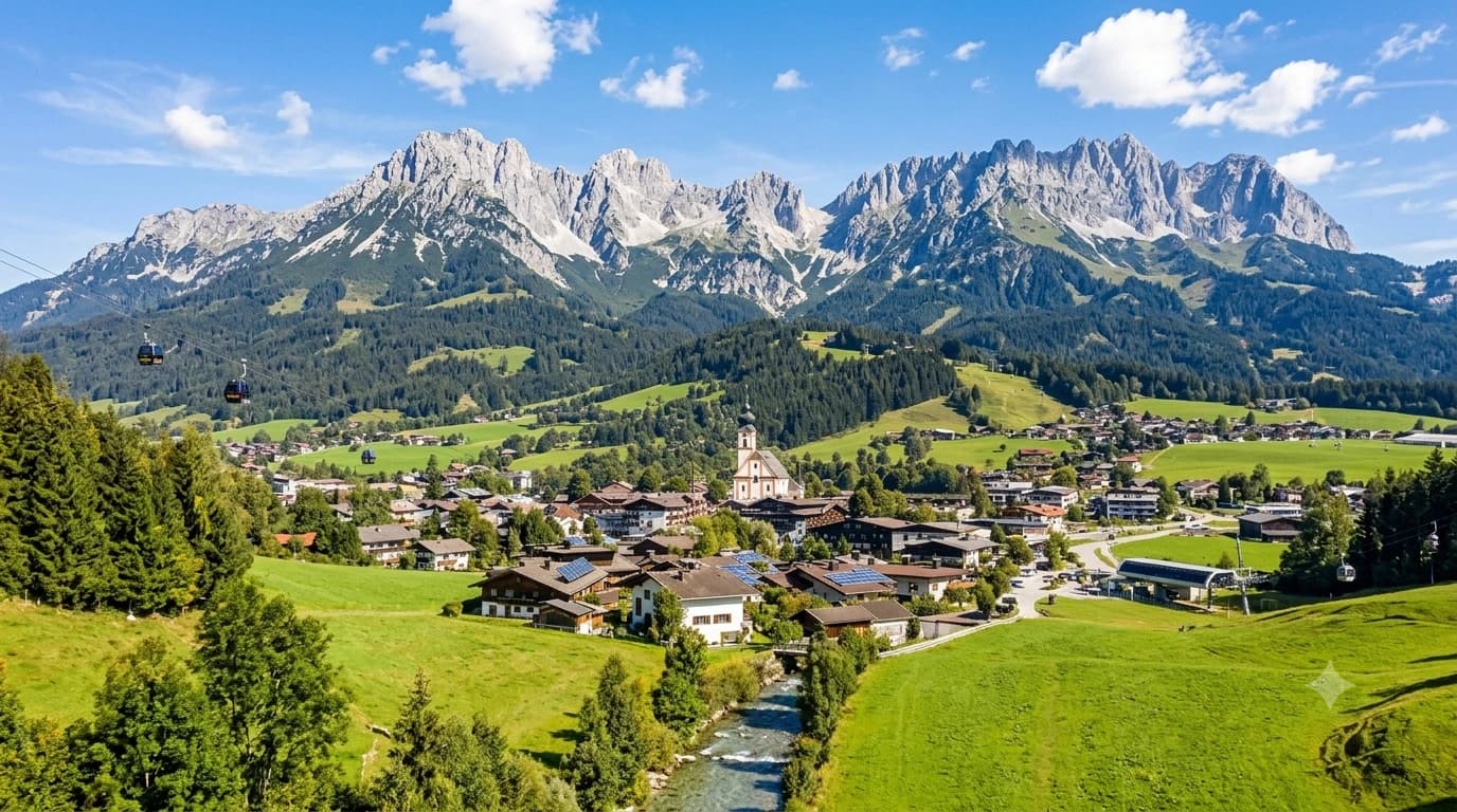 Söll Alpine village beneath Hohe Salve in Tyrol