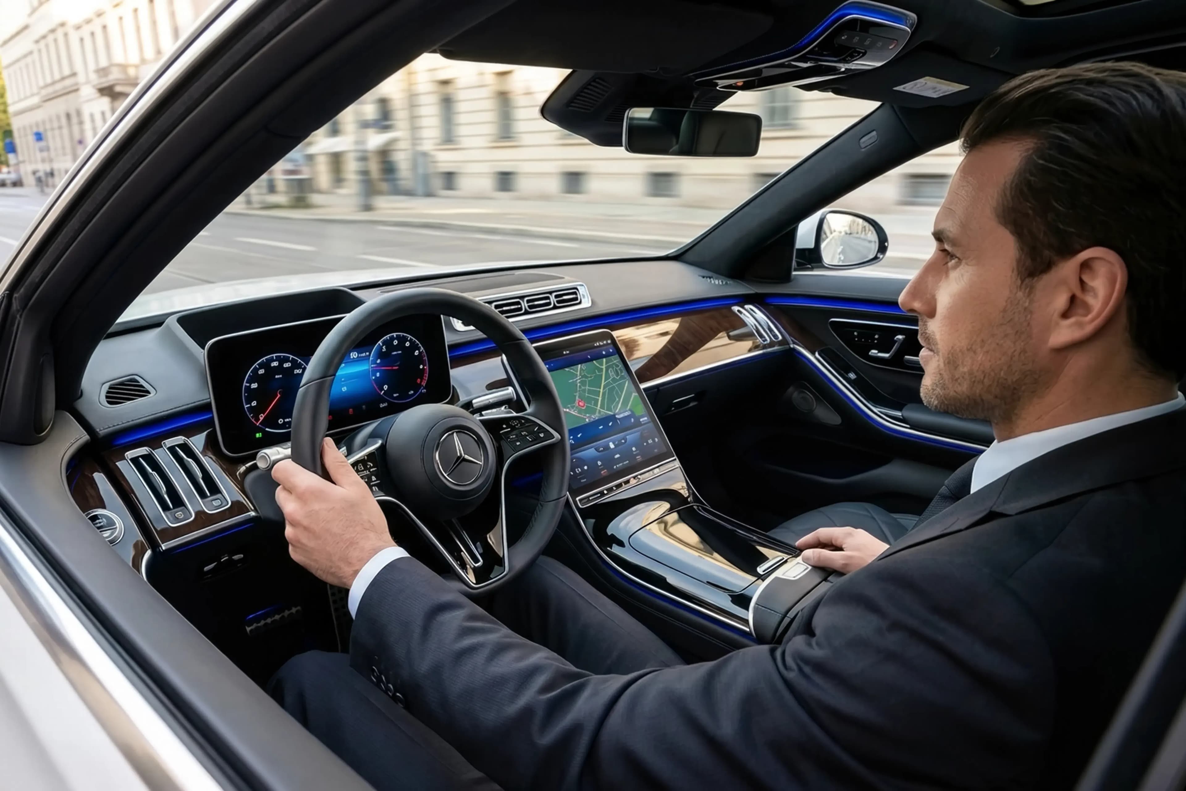 Driver's view inside a premium Cab Salzburg private taxi